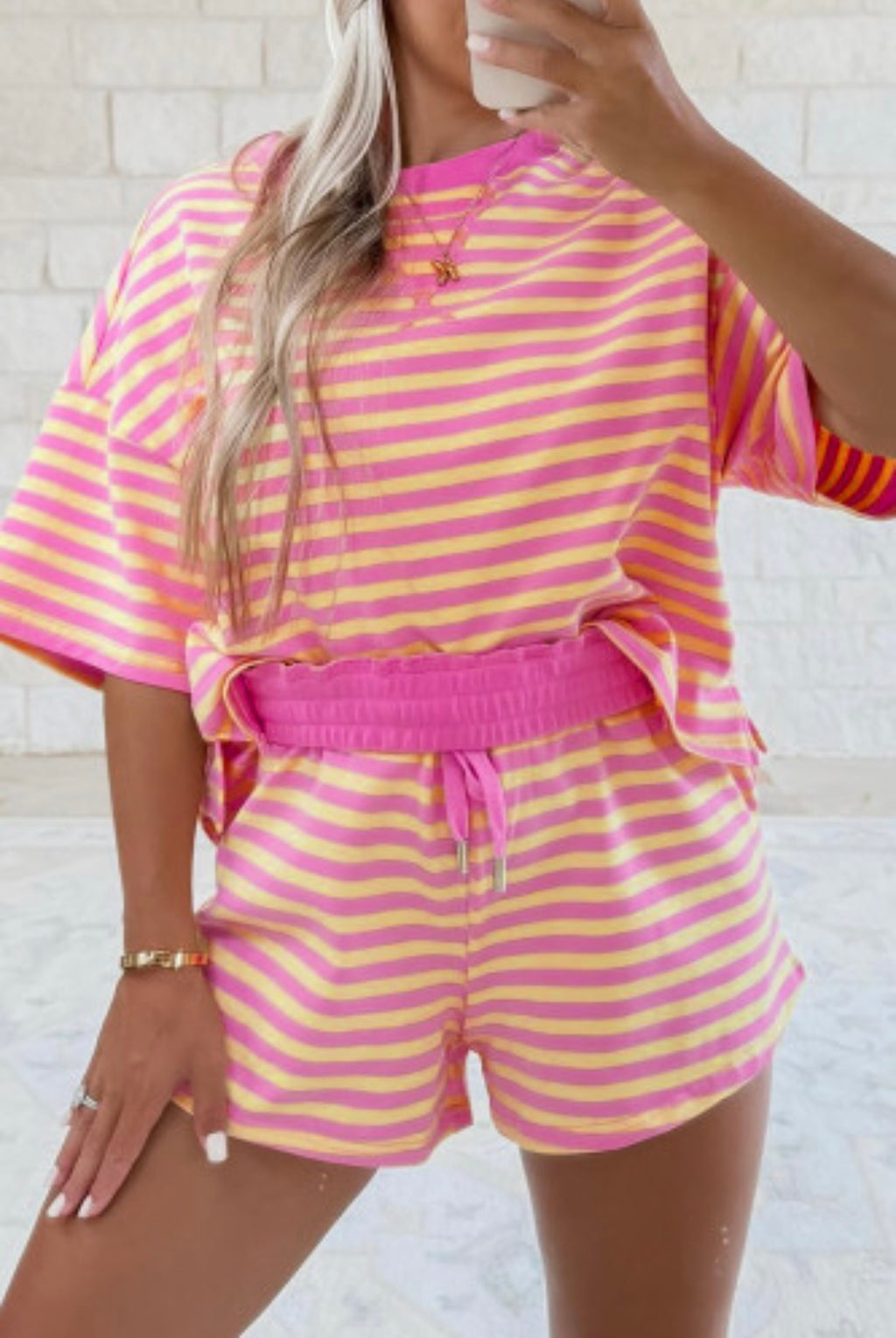 Rose Stripe short set