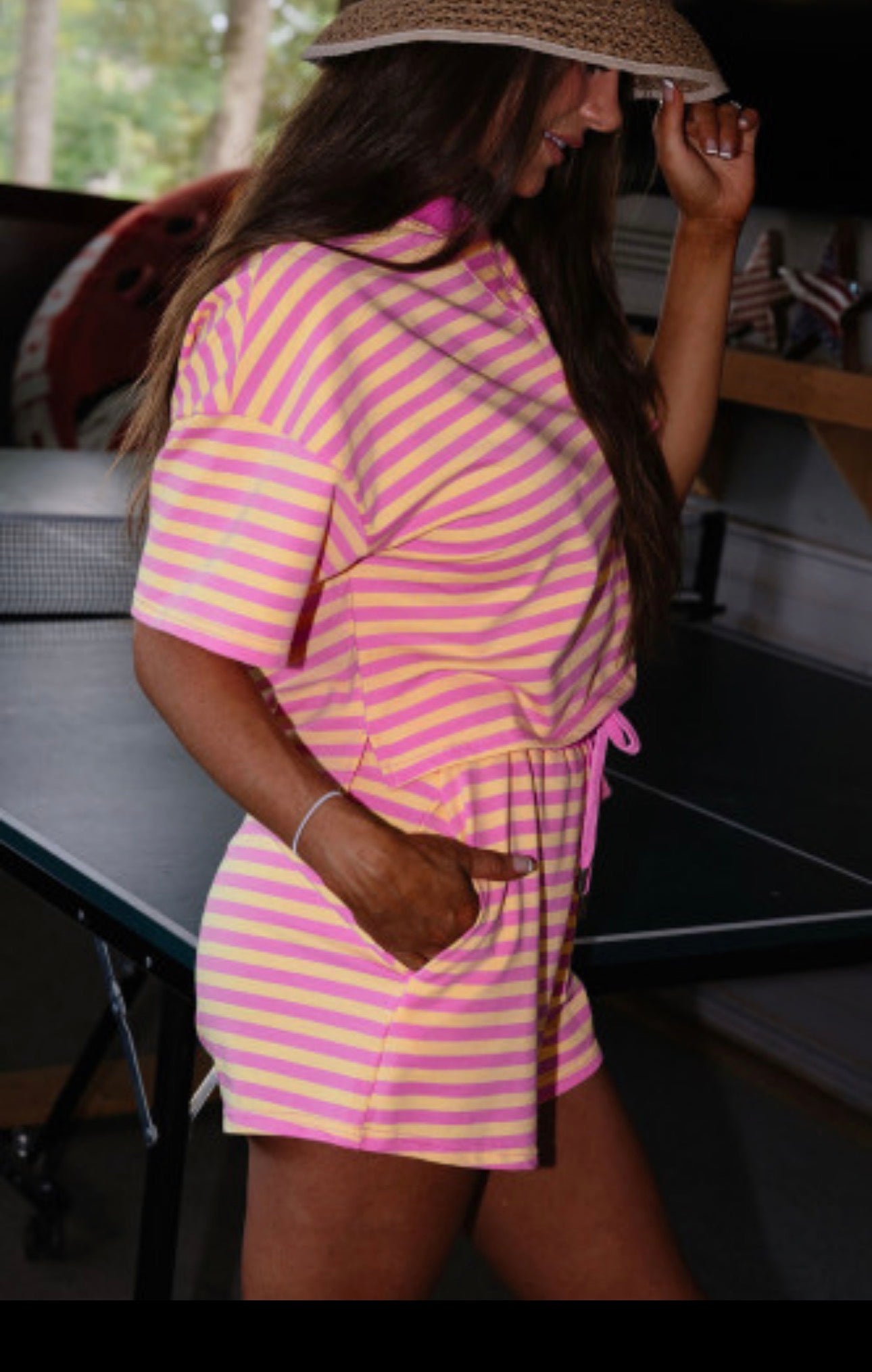 Rose Stripe short set
